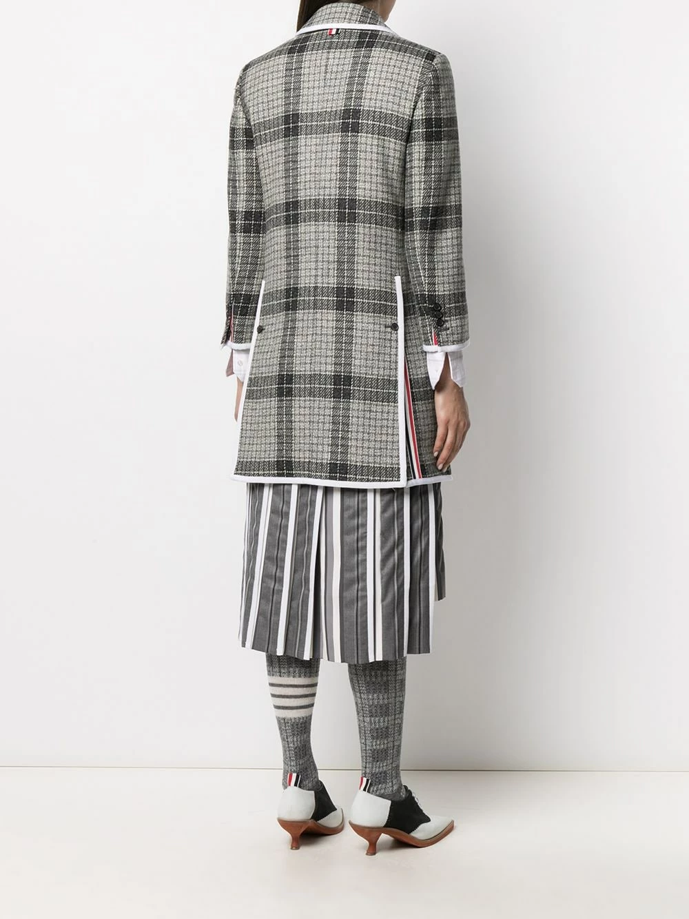 Thom Browne Windowpane check bal collar coat single breasted coats of women 4 Thom Browne windowpane-check bal-collar coat