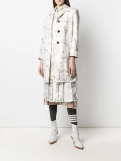 Thom Browne illustration-print single-breasted coat