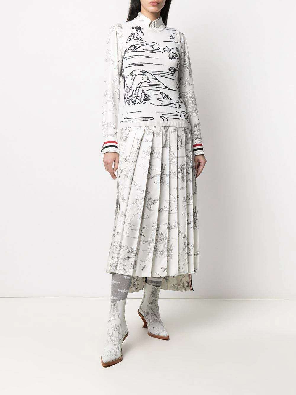 Thom Browne Patterned intarsia knit sweater vest knitted tops of women 2 Thom Browne patterned intarsia-knit sweater vest