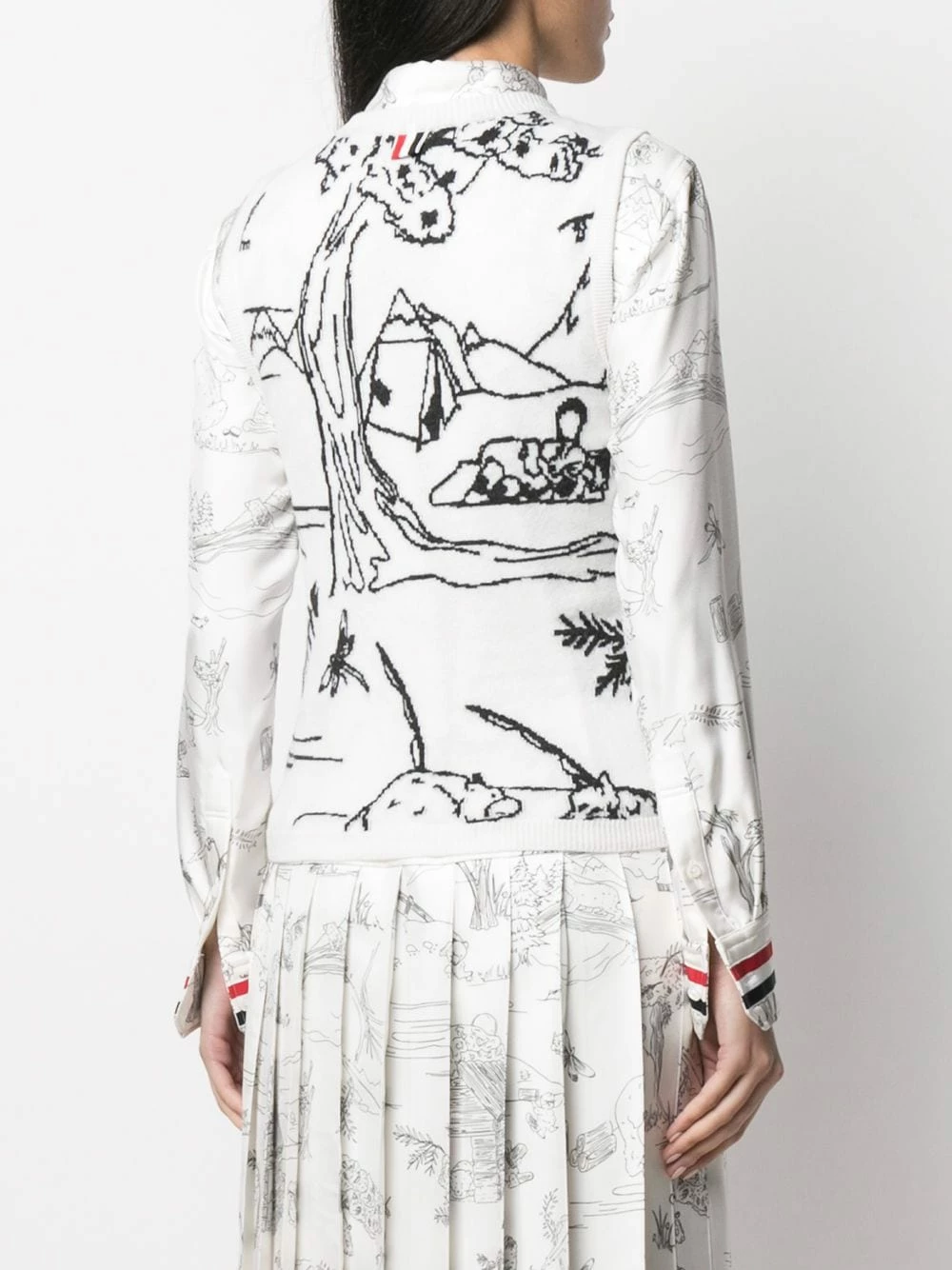 Thom Browne Patterned intarsia knit sweater vest knitted tops of women 4 Thom Browne patterned intarsia-knit sweater vest