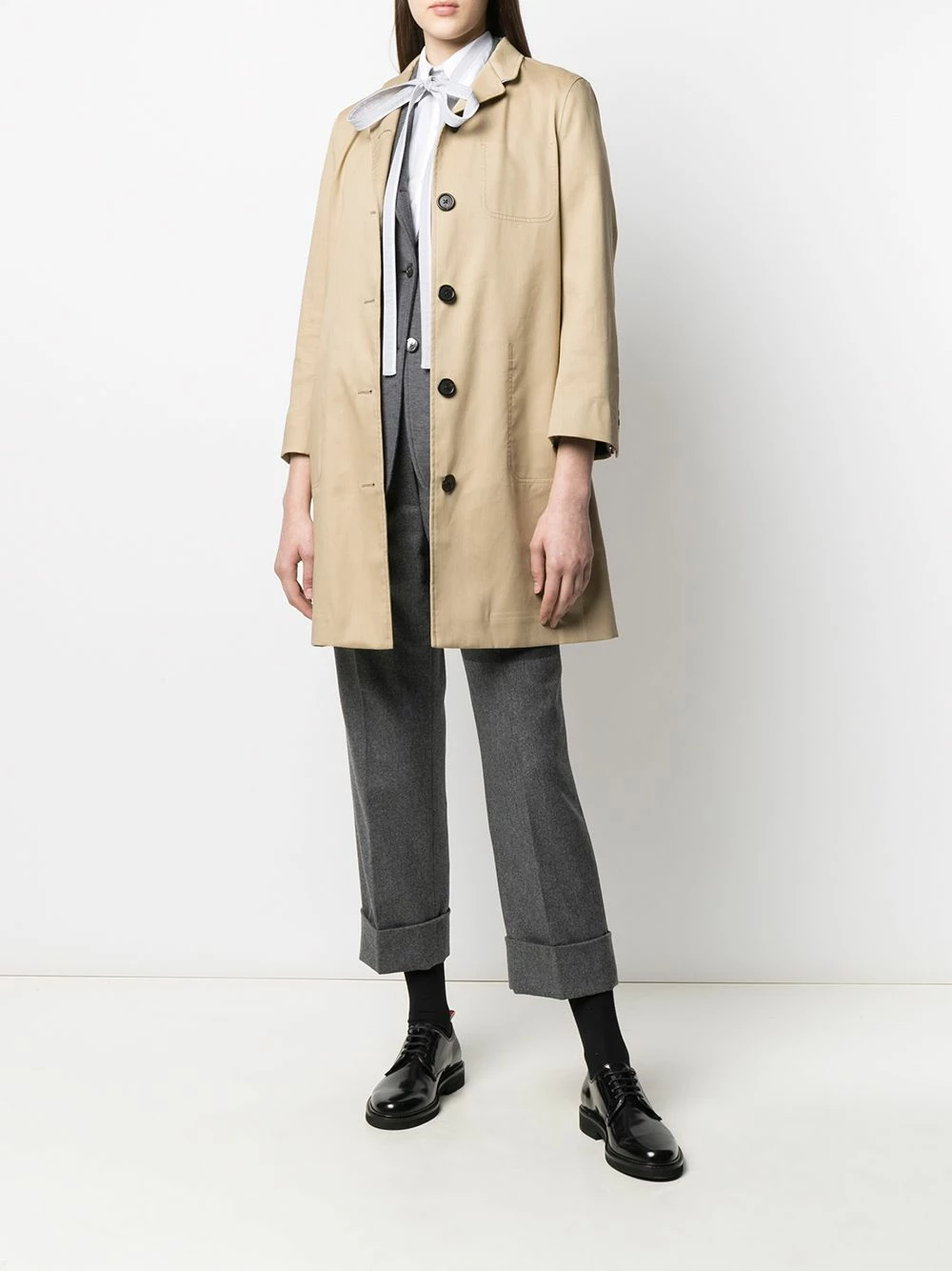 Thom Browne Vertical stripe short sleeve shirt shirts of women 2 Thom Browne vertical-stripe short-sleeve shirt