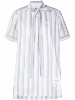 Thom Browne vertical-stripe short-sleeve shirt