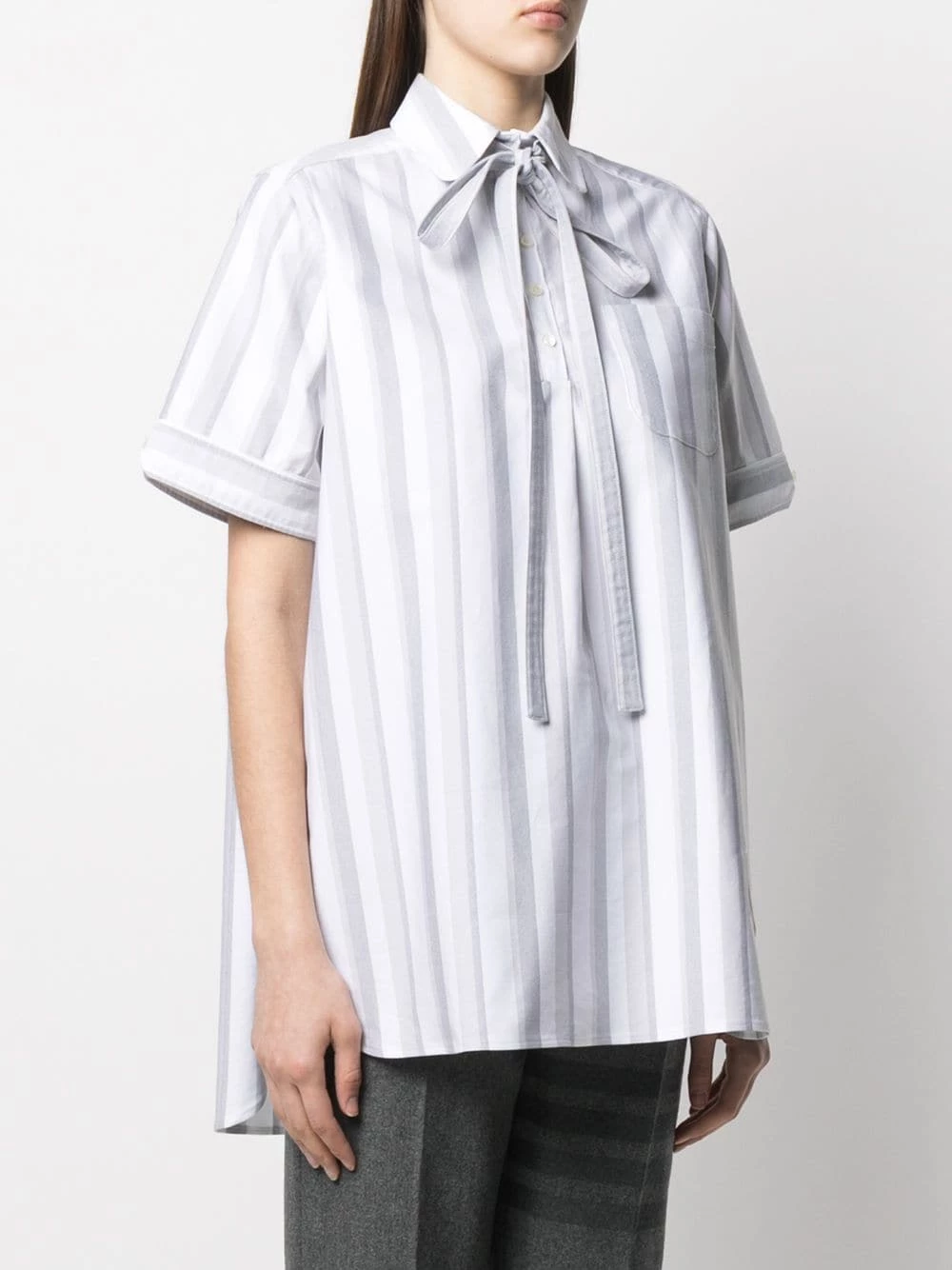 Thom Browne Vertical stripe short sleeve shirt shirts of women 3 Thom Browne vertical-stripe short-sleeve shirt