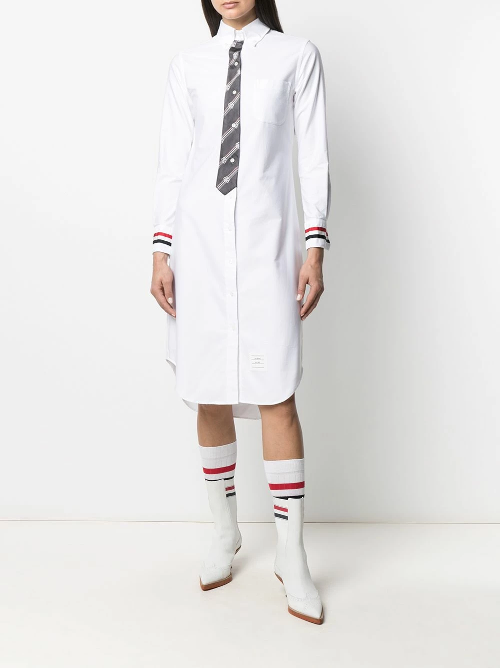 Thom Browne Button front tie detail shirt dress day dresses of women 2 Thom Browne button-front tie-detail shirt dress