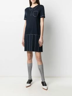 Thom Browne trompe l'oeil pleated stitch detail polo dress