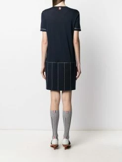 Thom Browne trompe l'oeil pleated stitch detail polo dress