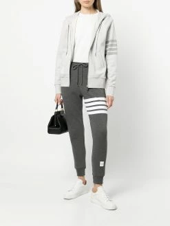 Thom Browne ZIP UP HOODIE IN CLASSIC LOOPBACK W/ TONAL 4 BAR