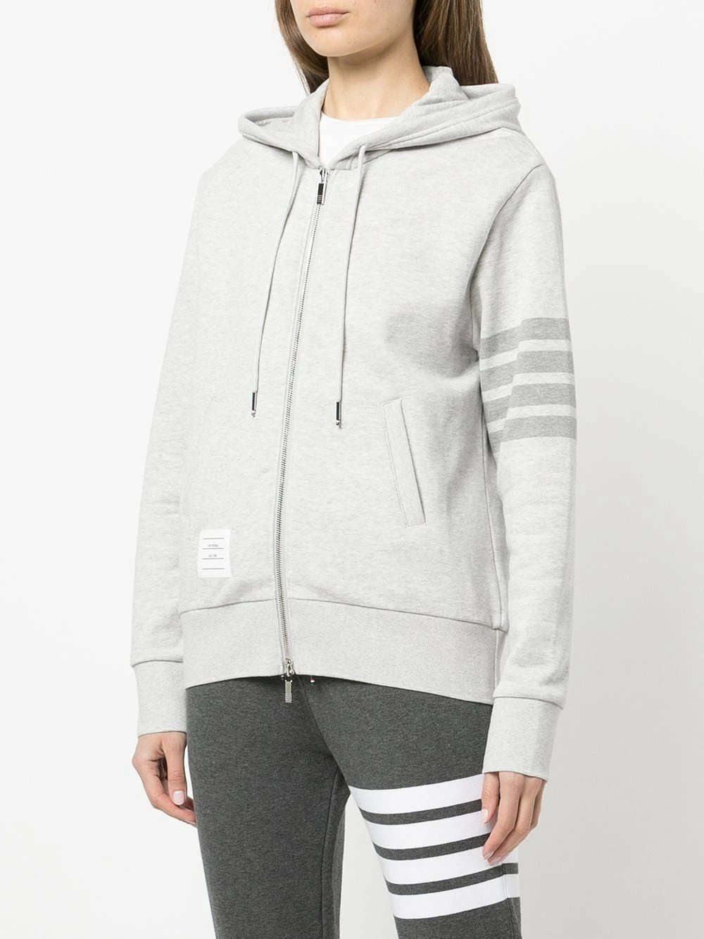 Thom Browne ZIP UP HOODIE IN CLASSIC LOOPBACK W/ TONAL 4 BAR performance sweatshirts & hoodies of women 3 Thom Browne ZIP UP HOODIE IN CLASSIC LOOPBACK W/ TONAL 4 BAR