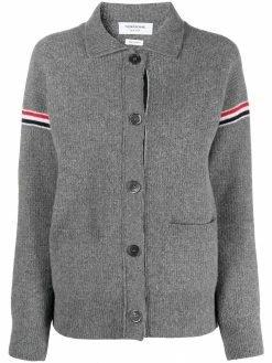 Thom Browne RWB-stripe waffle-stitch knitted jacket