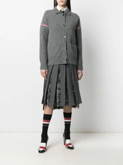 Thom Browne RWB-stripe waffle-stitch knitted jacket