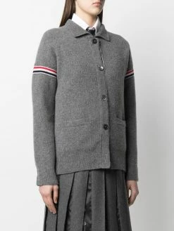 Thom Browne RWB-stripe waffle-stitch knitted jacket