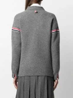 Thom Browne RWB-stripe waffle-stitch knitted jacket