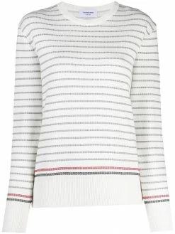 Thom Browne striped half Milano stitch crew neck jumper