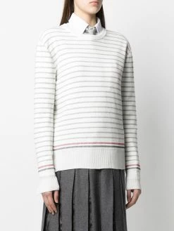 Thom Browne striped half Milano stitch crew neck jumper