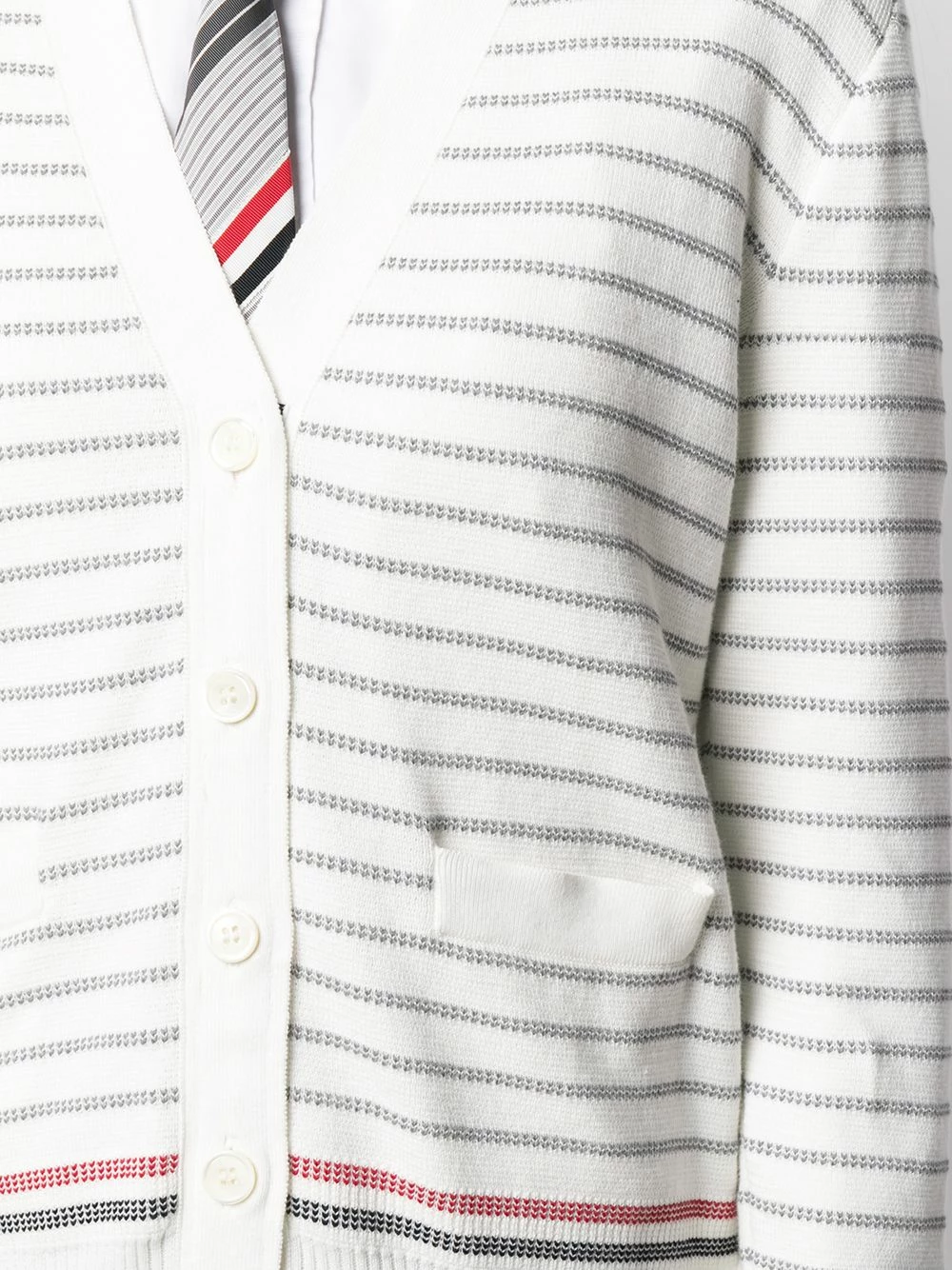 Thom Browne Striped half Milano stitch V neck cardigan cardigans of women 5 Thom Browne striped half Milano stitch V-neck cardigan