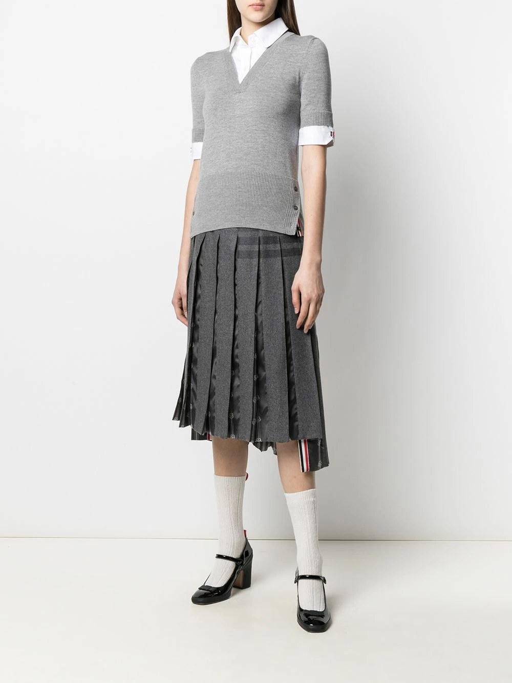 Thom Browne V neck shirt pullover knitted sweaters of women 2 Thom Browne v-neck shirt pullover
