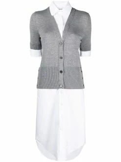 Thom Browne short-sleeve V-neck cardigan shirtdress