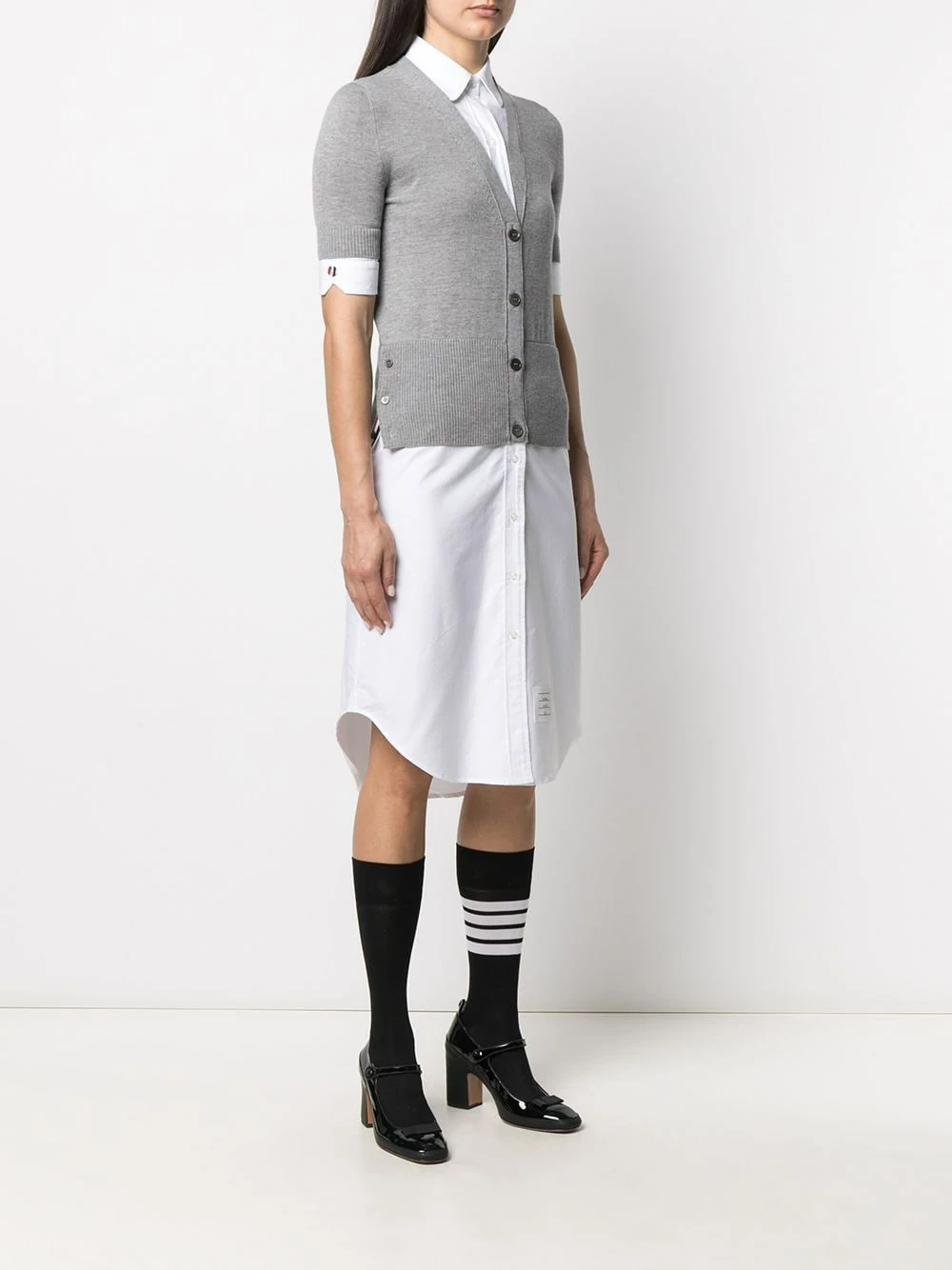 Thom Browne Short sleeve V neck cardigan shirtdress day dresses of women 3 Thom Browne short-sleeve V-neck cardigan shirtdress