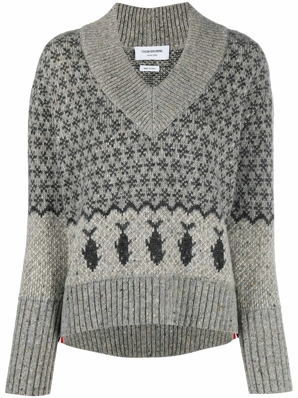 Thom Browne Jacquard v neck knitted jumper knitted sweaters of women 1 Thom Browne jacquard v-neck knitted jumper