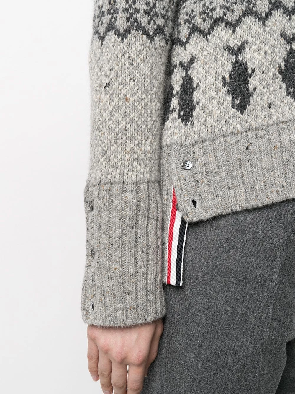 Thom Browne Jacquard v neck knitted jumper knitted sweaters of women 5 Thom Browne jacquard v-neck knitted jumper