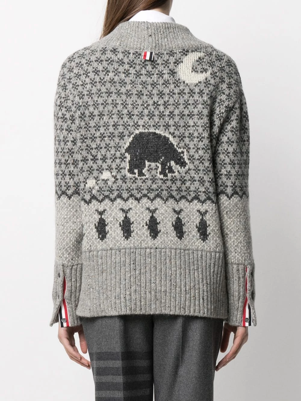 Thom Browne Jacquard v neck knitted jumper knitted sweaters of women 4 Thom Browne jacquard v-neck knitted jumper