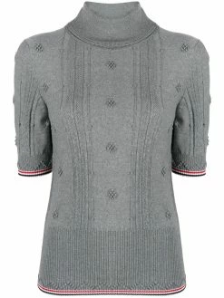 Thom Browne RWB stripe short-sleeved roll neck jumper