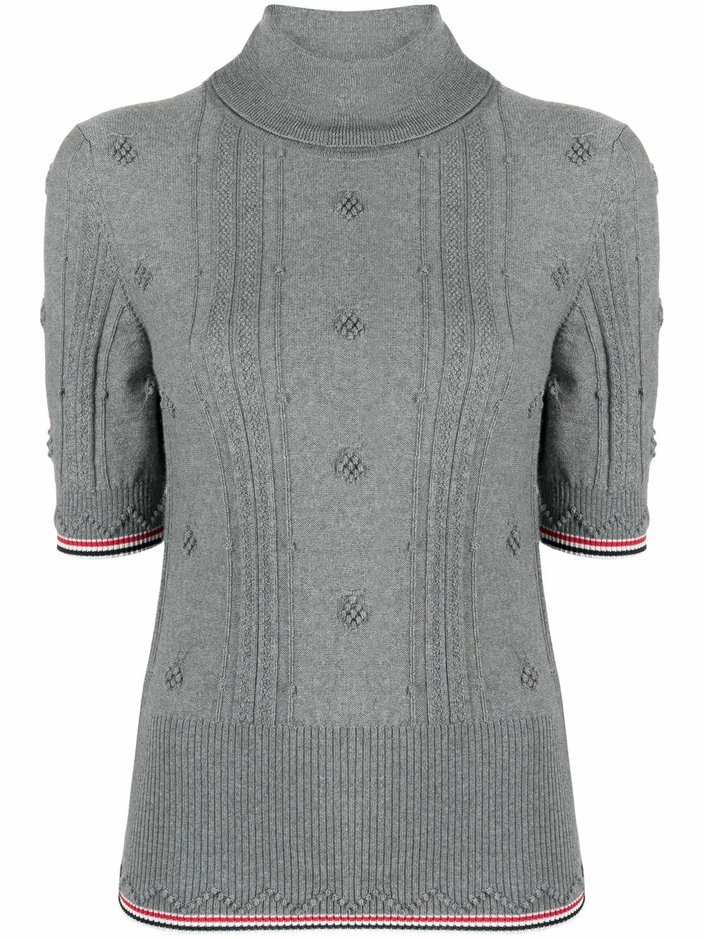 Thom Browne RWB stripe short sleeved roll neck jumper knitted sweaters of women 1 Thom Browne RWB stripe short-sleeved roll neck jumper