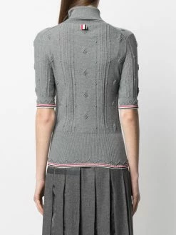 Thom Browne RWB stripe short sleeved roll neck jumper knitted sweaters of women 8 Thom Browne RWB stripe short-sleeved roll neck jumper