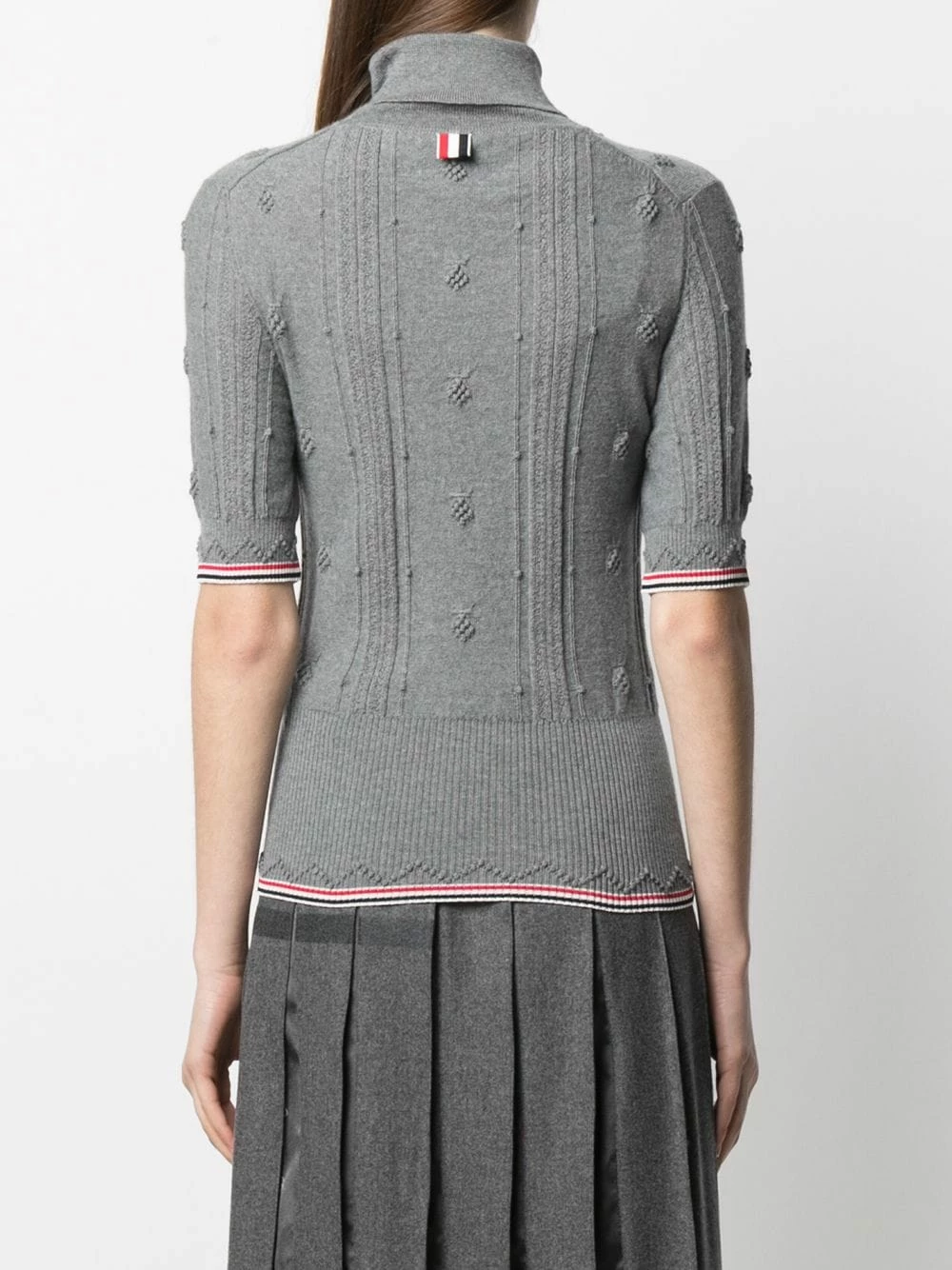 Thom Browne RWB stripe short sleeved roll neck jumper knitted sweaters of women 4 Thom Browne RWB stripe short-sleeved roll neck jumper