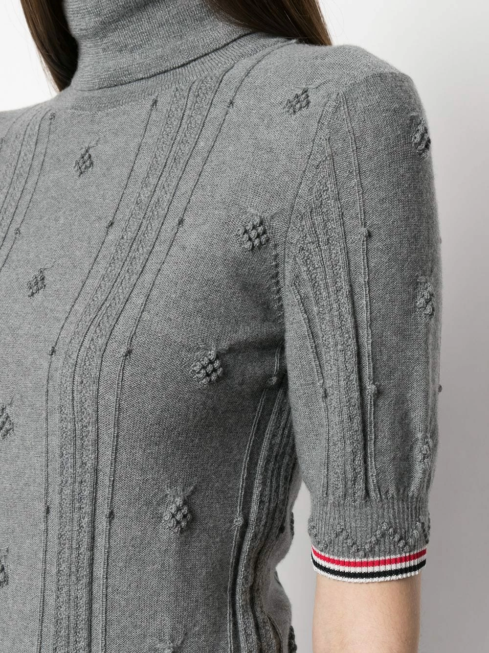 Thom Browne RWB stripe short sleeved roll neck jumper knitted sweaters of women 5 Thom Browne RWB stripe short-sleeved roll neck jumper