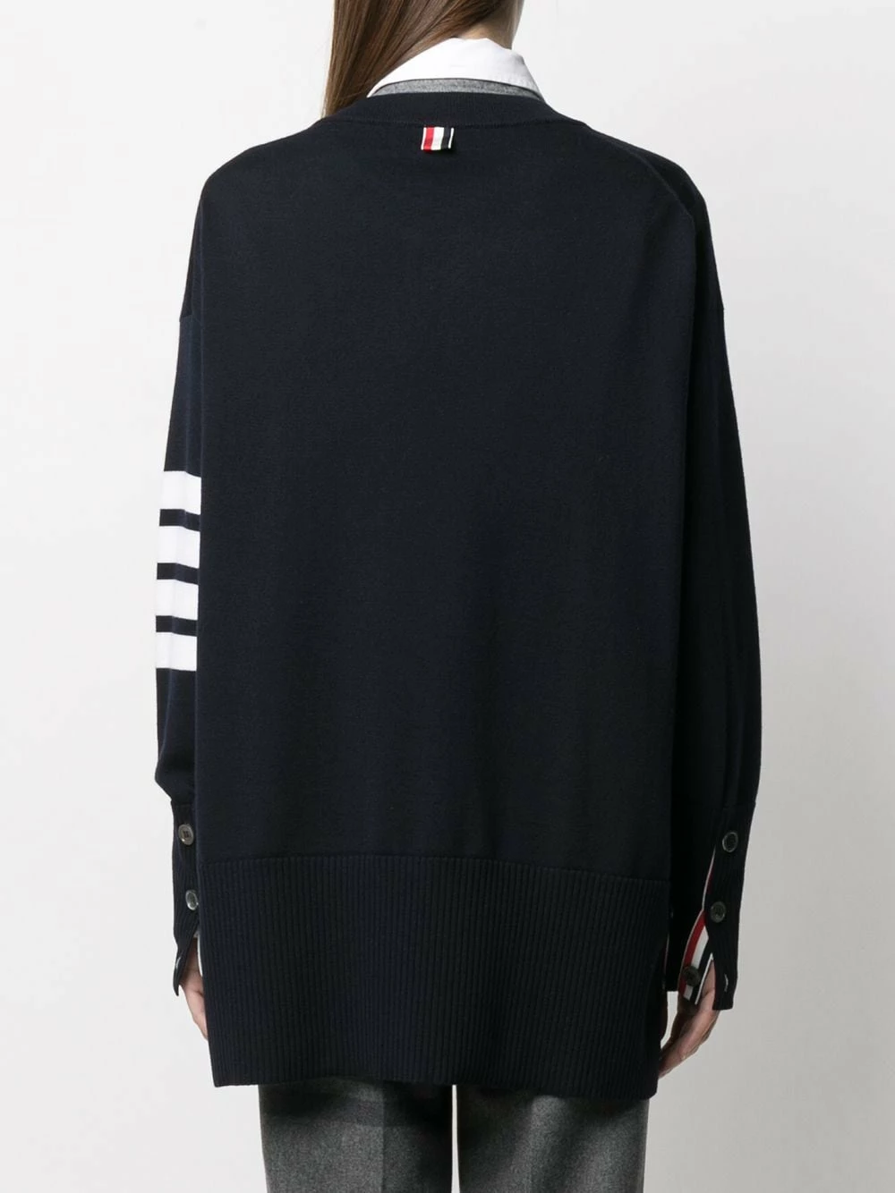 Thom Browne Exaggerated fit crew neck 4 Bar jumper knitted sweaters of women 4 Thom Browne exaggerated fit crew neck 4-Bar jumper
