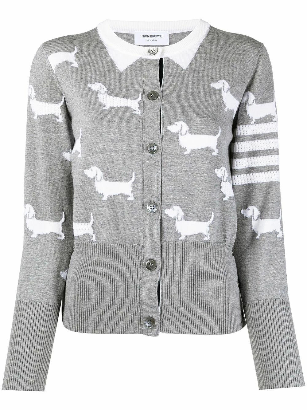 Thom Browne Hector 4 Bar intarsia knit cardigan cardigans of women 1 Thom Browne Hector 4-Bar intarsia-knit cardigan