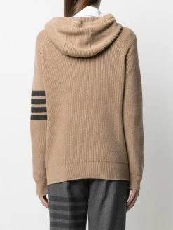 Thom Browne 4-Bar garment dye half cardigan stitch hoodie