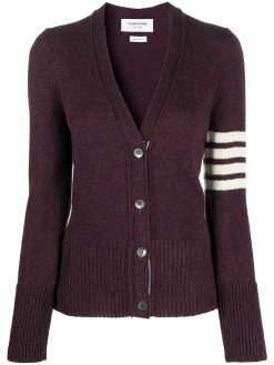 Thom Browne 4-Bar jersey stitch classic V-neck cardigan