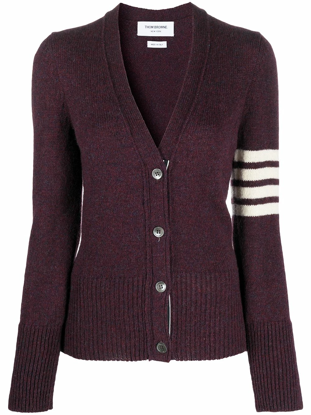 Thom Browne 4 Bar jersey stitch classic V neck cardigan cardigans of women 1 Thom Browne 4-Bar jersey stitch classic V-neck cardigan