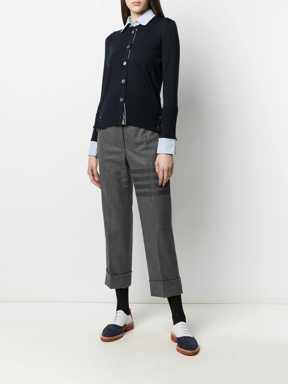 Thom Browne Crew neck cardigan shirt combo cardigans of women 2 Thom Browne crew neck cardigan-shirt combo