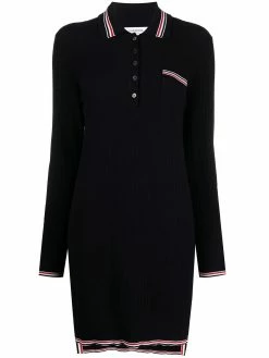 Thom Browne RWB stripe textured stitch polo dress