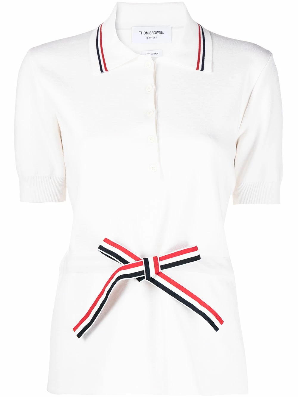 Thom Browne RWB belt oversized polo shirt polo tops of women 1 Thom Browne RWB-belt oversized polo shirt