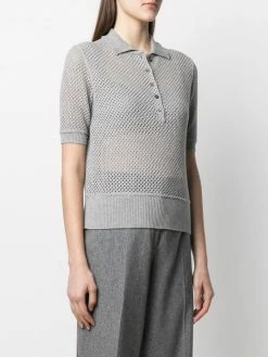 Thom Browne mesh cashmere polo shirt