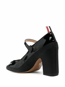 Thom Browne patent leather mary-jane pumps with bow detail