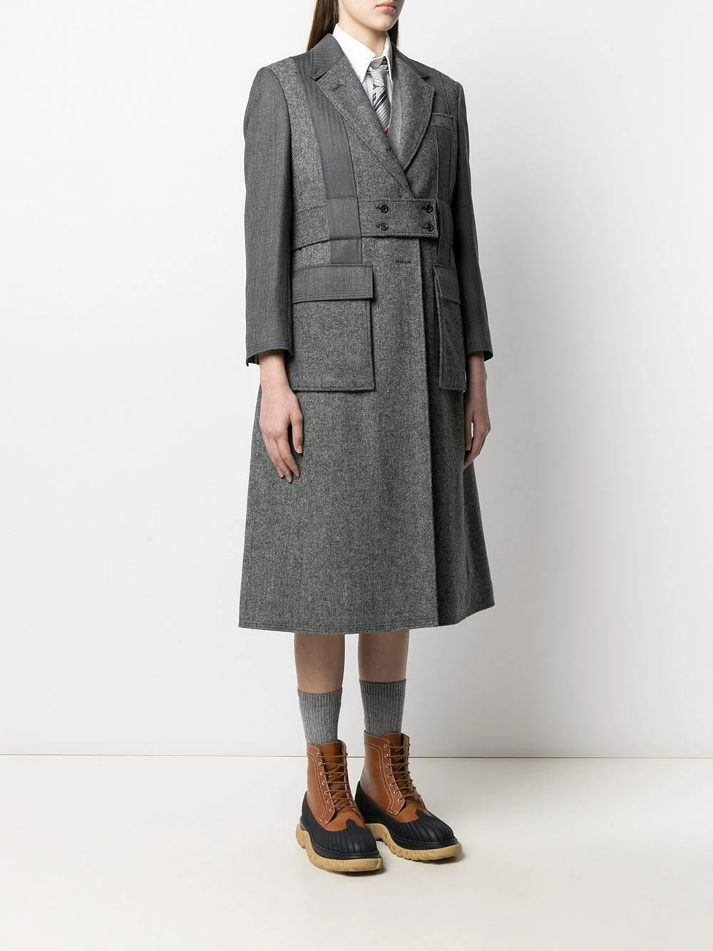 Thom Browne Norfolk open pleat back overcoat single breasted coats of women 3 Thom Browne Norfolk open-pleat back overcoat