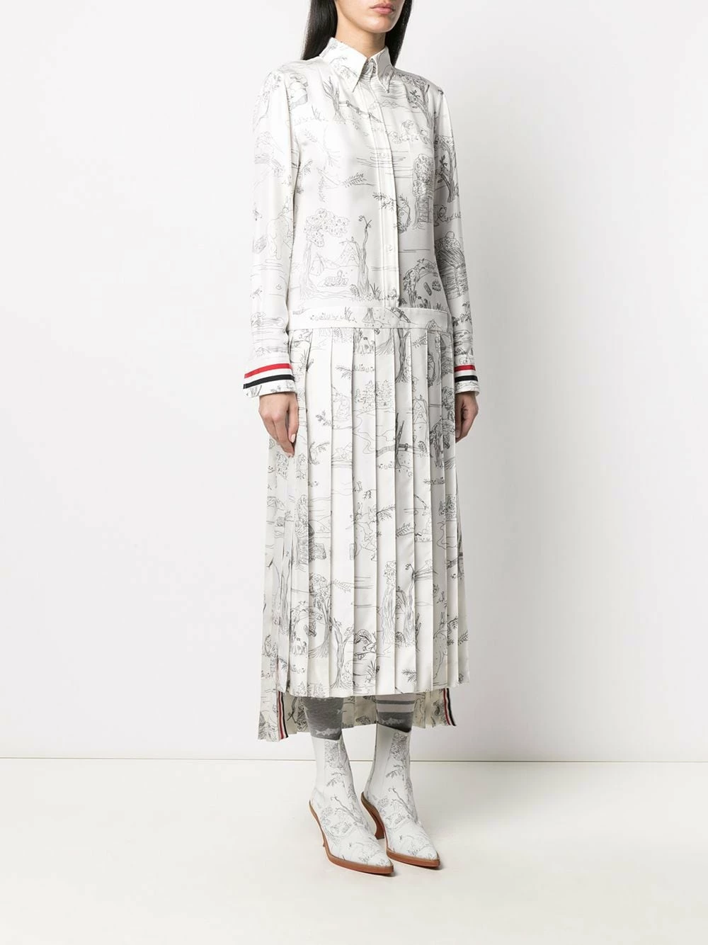Thom Browne Animal print pleated shirt dress day dresses of women 3 Thom Browne animal print pleated shirt dress