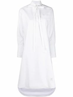 Thom Browne tie-fastening long-sleeve shirt dress