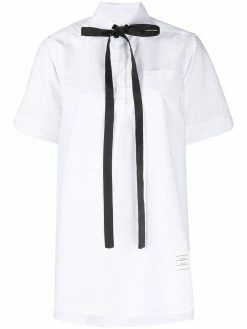 Thom Browne tie-fastening short-sleeve shirt