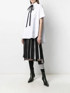 Thom Browne tie-fastening short-sleeve shirt
