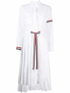 Thom Browne 2-in-1 Norfolk pleated shirtdress