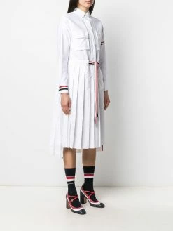 Thom Browne 2-in-1 Norfolk pleated shirtdress