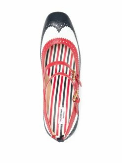 Thom Browne trim-colour cross-strap detail brogued mary-jane pumps