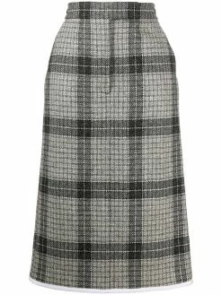 Thom Browne windowpane check sack skirt