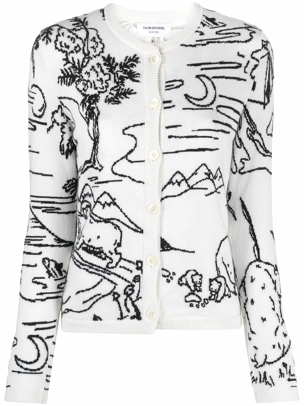 Thom Browne Patterned intarsia knit cardigan cardigans of women 1 Thom Browne patterned intarsia-knit cardigan